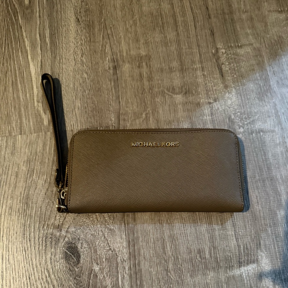 Michael Kors Taupe Wristlet Wallet